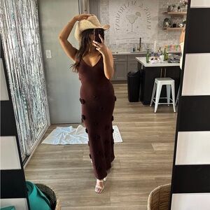 Knit Maxi Dress With Flowers